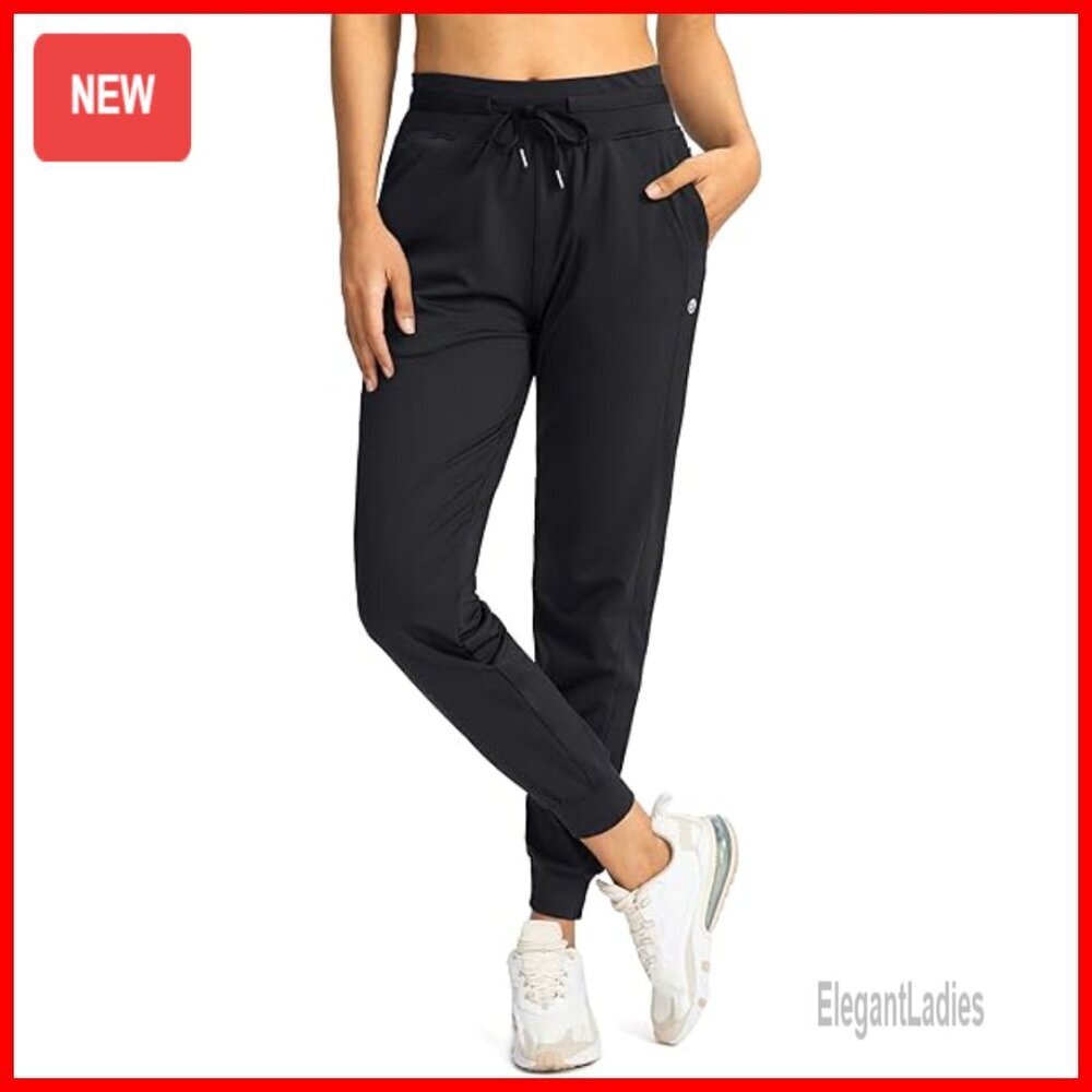 High Waisted Joggers with Zipper Pockets Tapered Leg Workout Lounge Pants